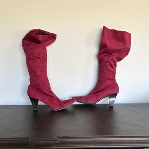 Elegant Red Suede Aerosoles Knee-High Boots-Size 9.5
